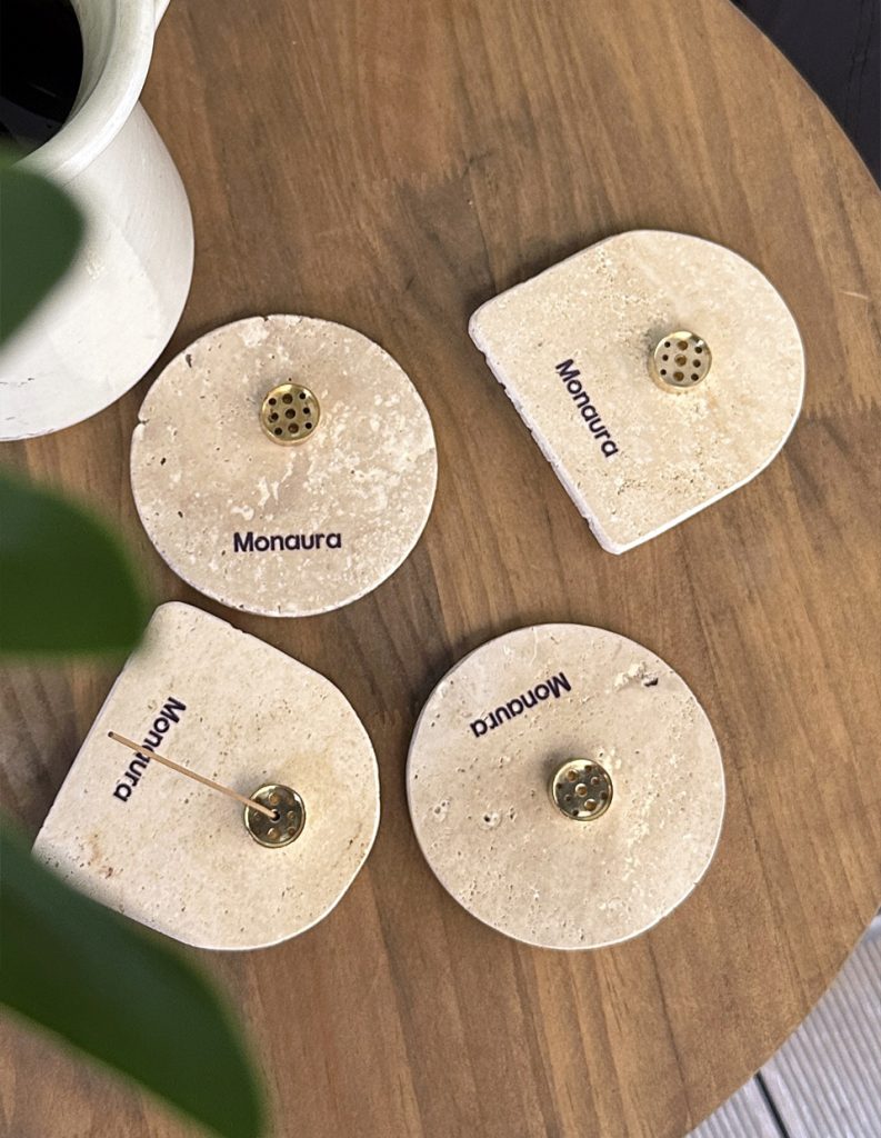 travertine incense holder set